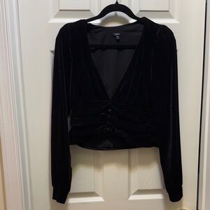 Express Elegant Black Velvet Top
